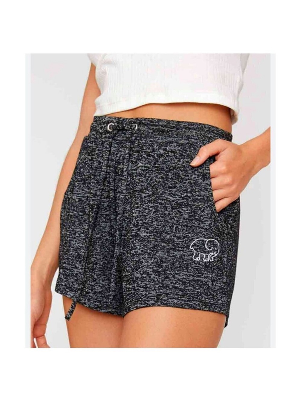 ivory ella Heathered Charcoal Drawstring Athletic Shorts Sz M B133
